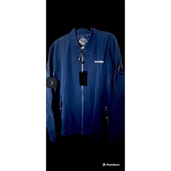 NWT Rawgear Jacket Mens Small Navy Blue Full Zip Reflective Line Bomber Jacket - Picture 3 of 6